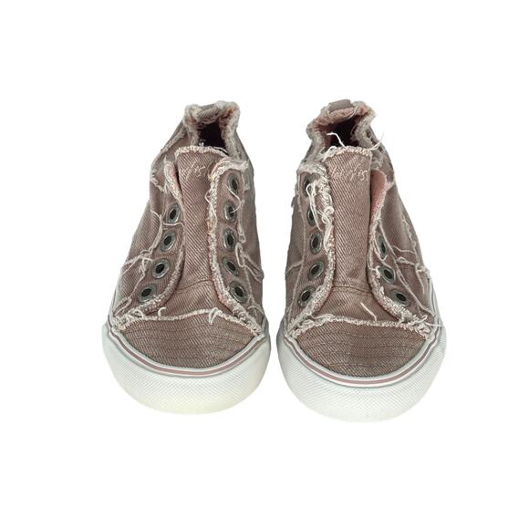 Blowfish Tan Canvas Distressed Slip-On Low-Top Flat Sneakers Women's - Picture 1 of 7